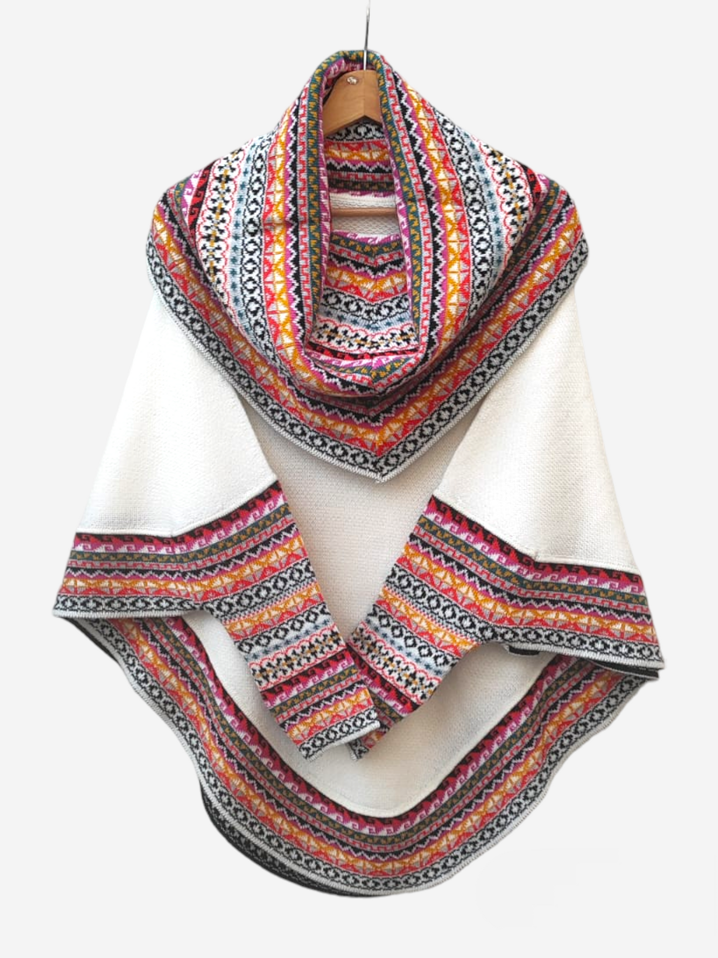 Poncho blanco colores de dama