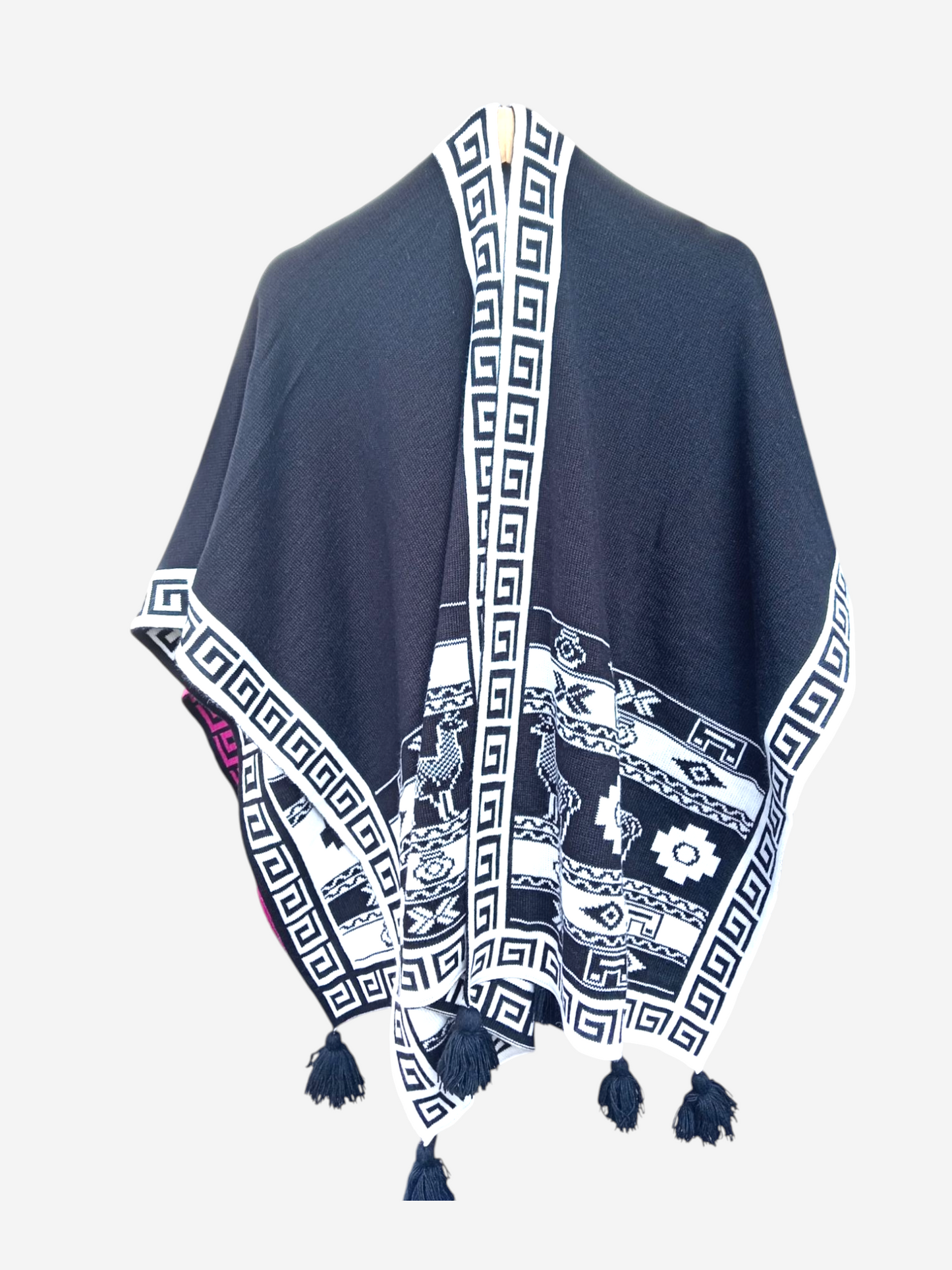 Ruana con motivos Negro y Blanco