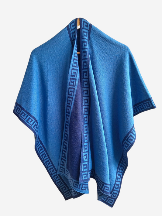 Ruana Azul acero y Celeste