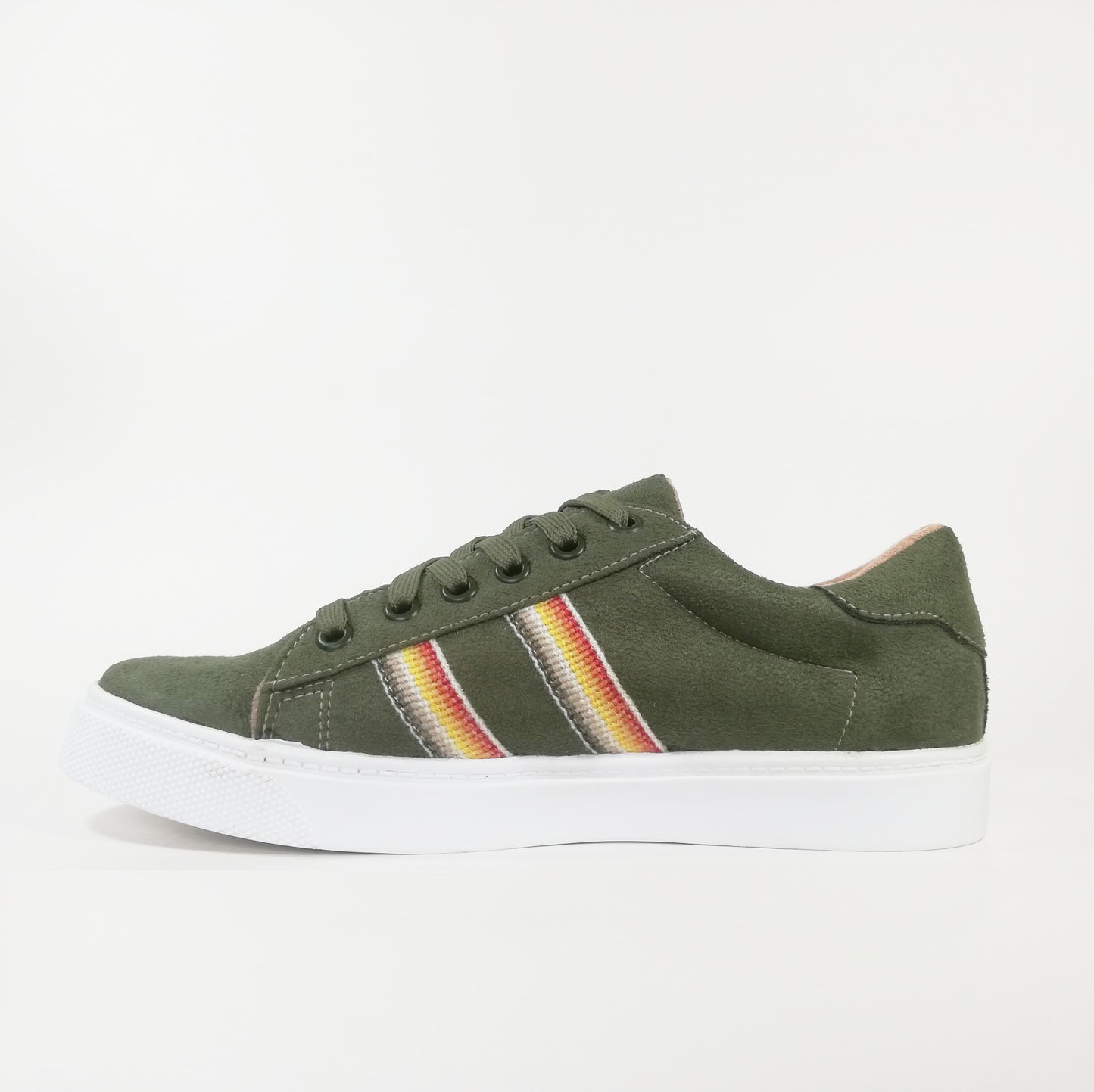Zapatilla Dama Urban verde musgo doble cinta