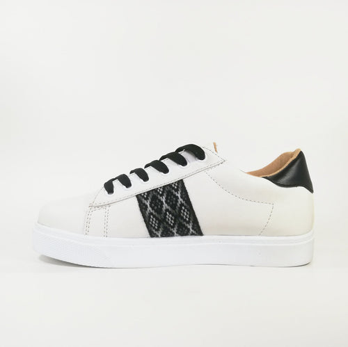 Zapatilla Dama Urban blanco y negro Cuero Natural