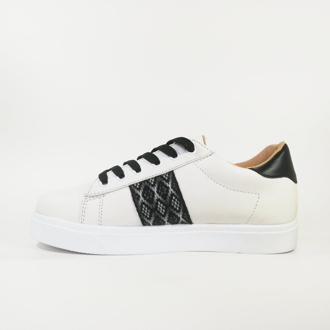 Zapatilla Dama Urban blanco y negro Cuero Natural
