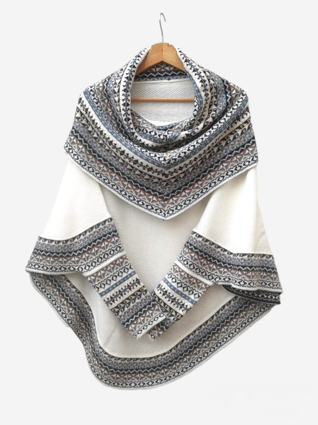 Poncho blanco natural de dama