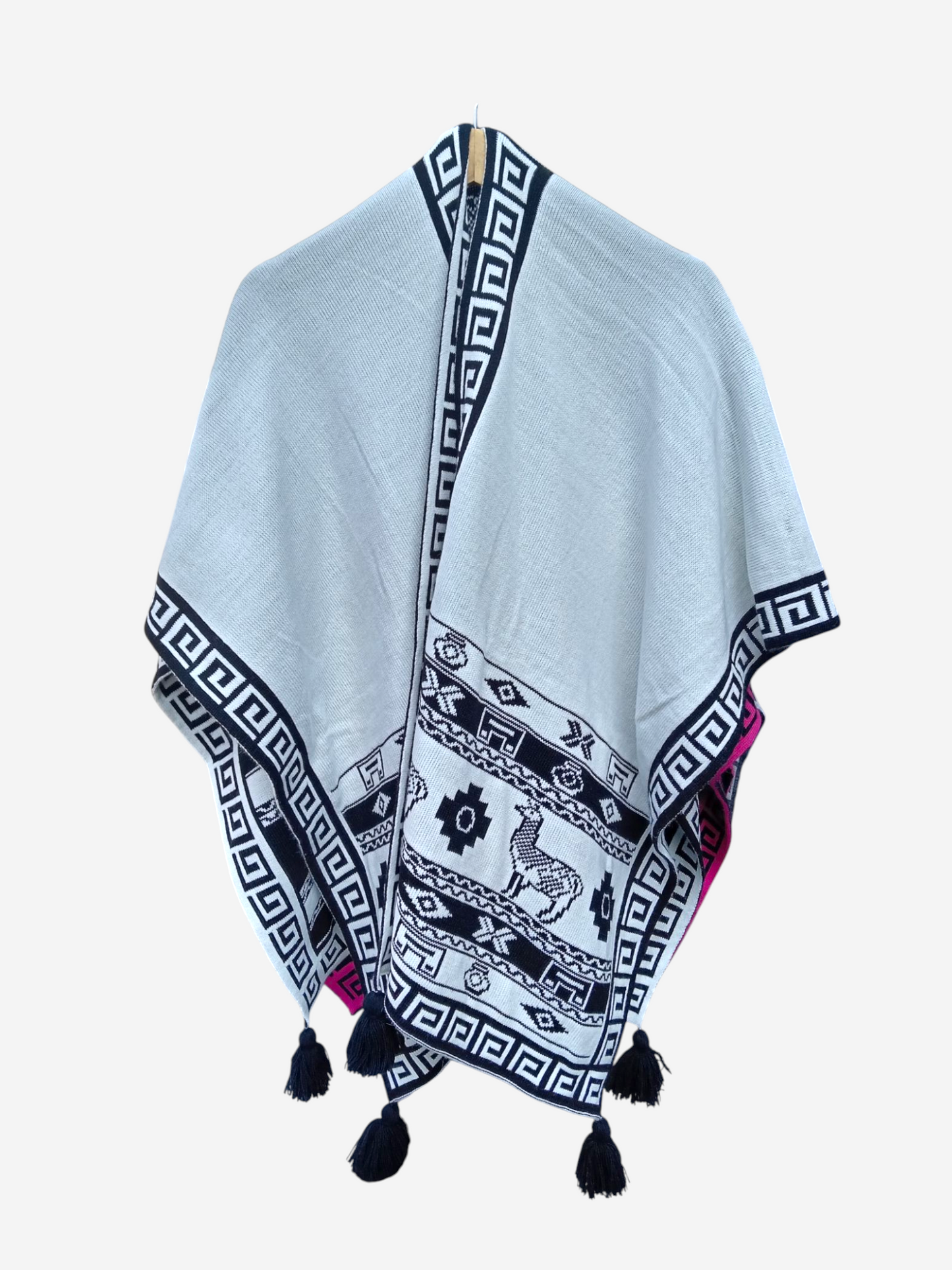 Ruana con motivos Negro y Blanco