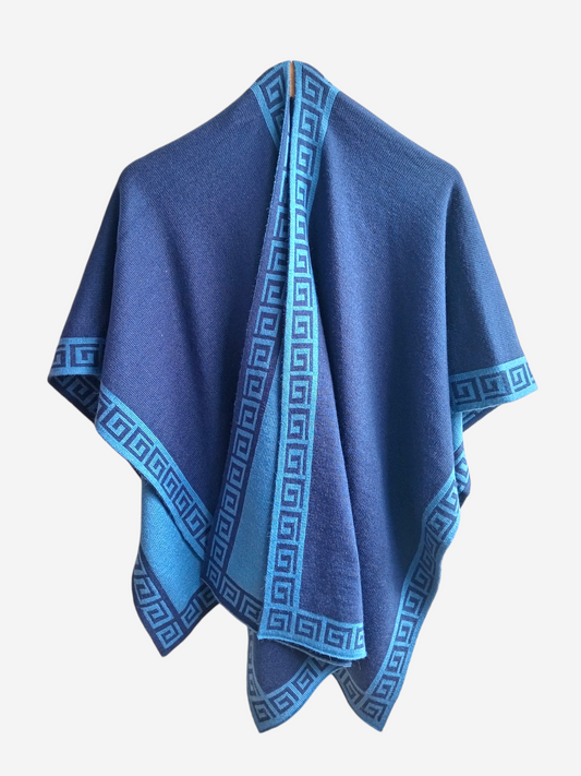 Ruana Azul acero y Celeste
