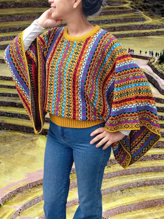 Poncho Mariposa Amarillo Oro