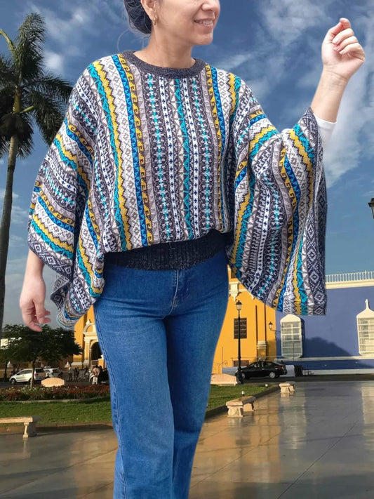 Poncho Mariposa Plomo