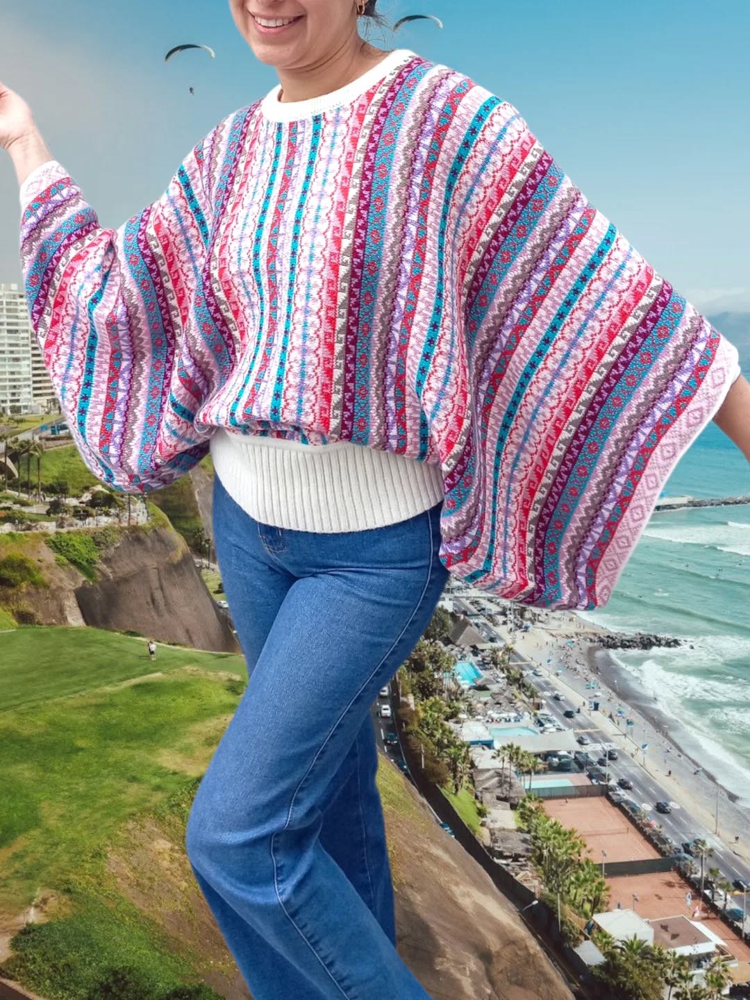 Poncho Mariposa Blanco