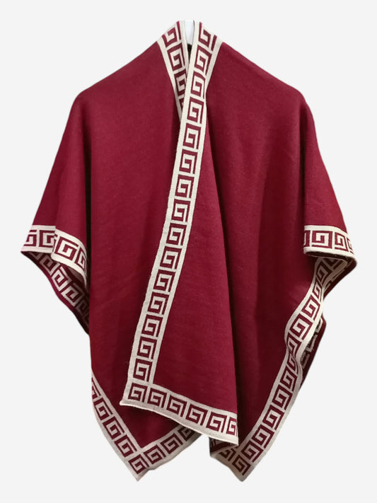 Ruana Guinda y Crema