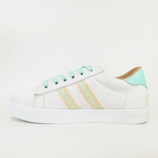 Zapatilla Dama Urban blanco y verde pastel