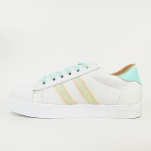 Zapatilla Dama Urban blanco y verde pastel