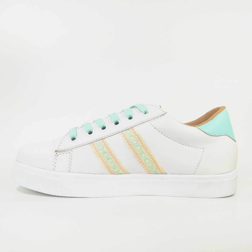 Zapatilla Dama Urban blanco y verde pastel