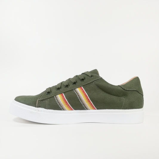 Zapatilla Dama Urban verde musgo doble cinta