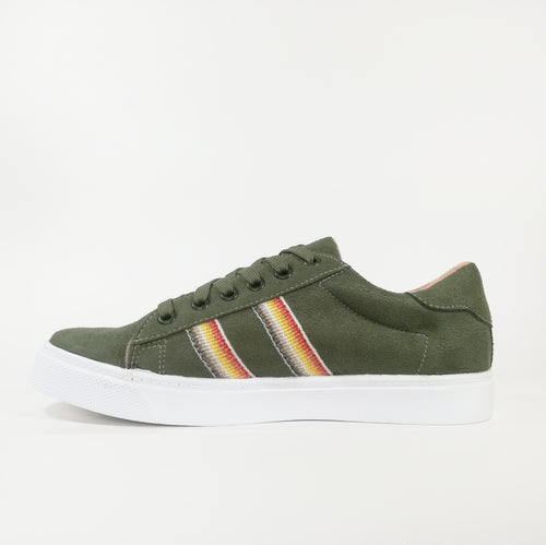 Zapatilla Dama Urban verde musgo doble cinta