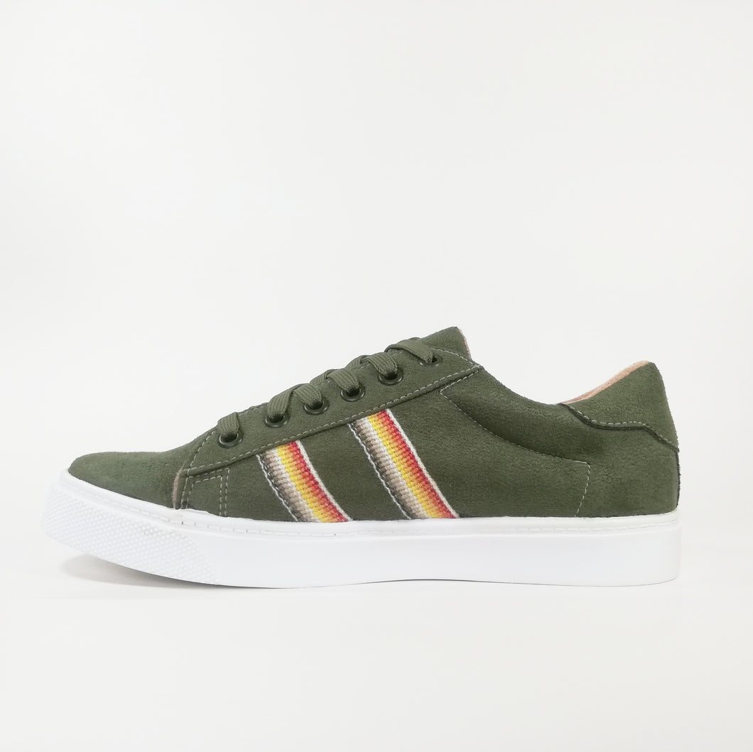 Zapatilla Dama Urban verde musgo doble cinta